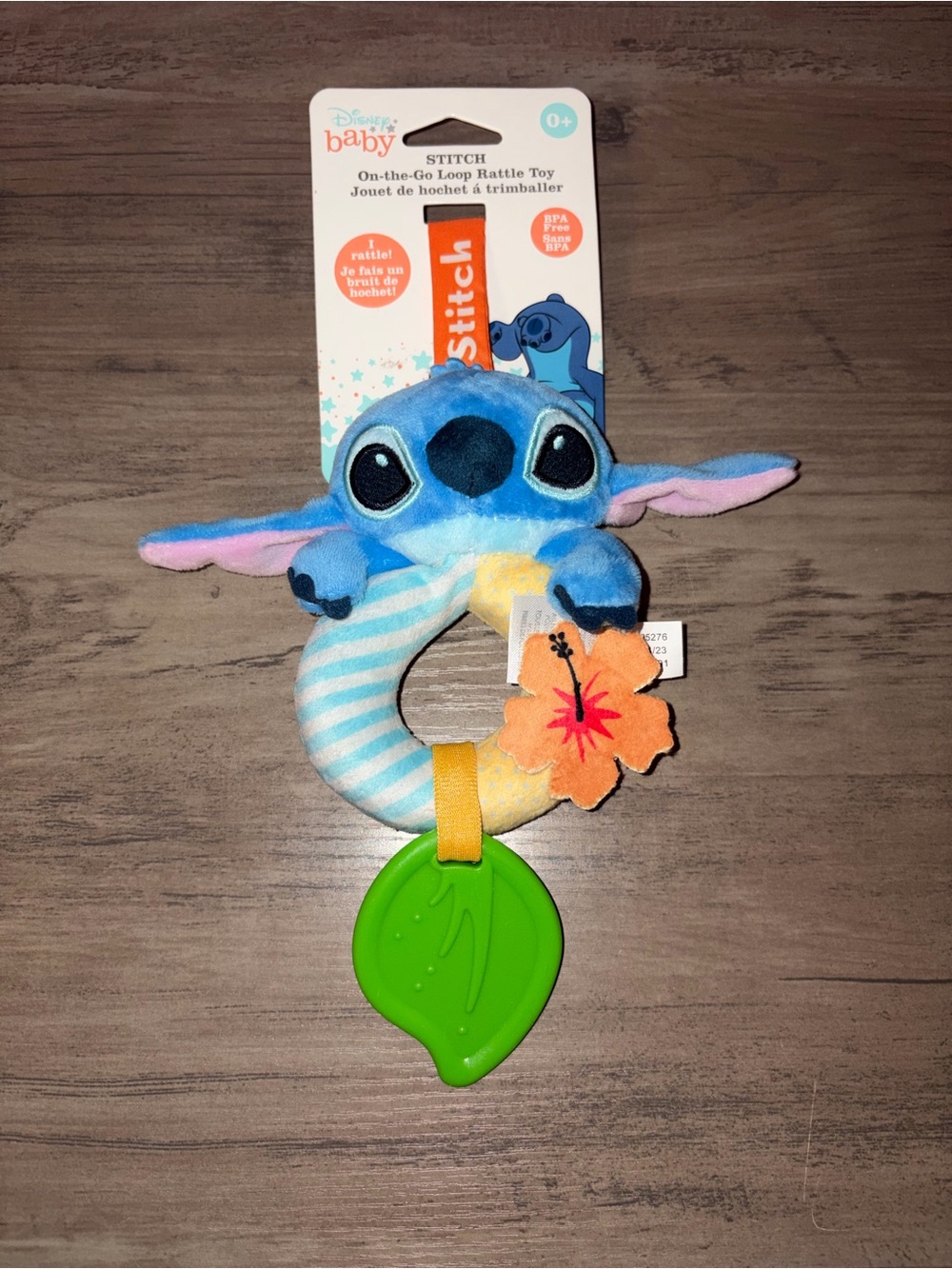 🆕💜 Disney Baby Stitch Plush Loop Rattle Toy On-The-Go Teether BPA Free NWT
